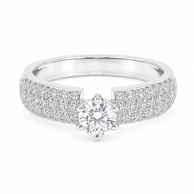 1.31 CT E-F/VS1 Lab Grown with Natural Diamonds Engagement Ring