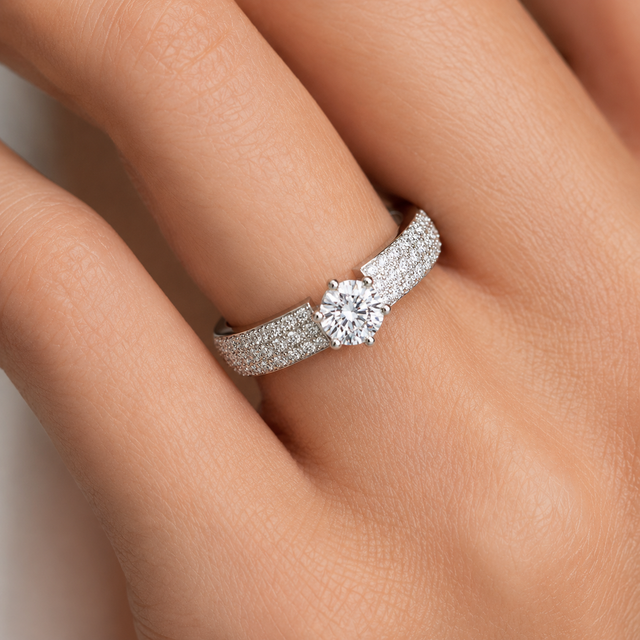 1.31 CT E-F/VS1 Lab Grown with Natural Diamonds Engagement Ring
