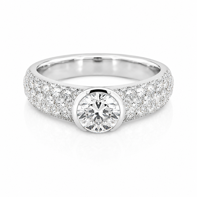 2.08 CT E-G/VVS-VS2 Lab Grown and Natural Diamonds Engagement Ring