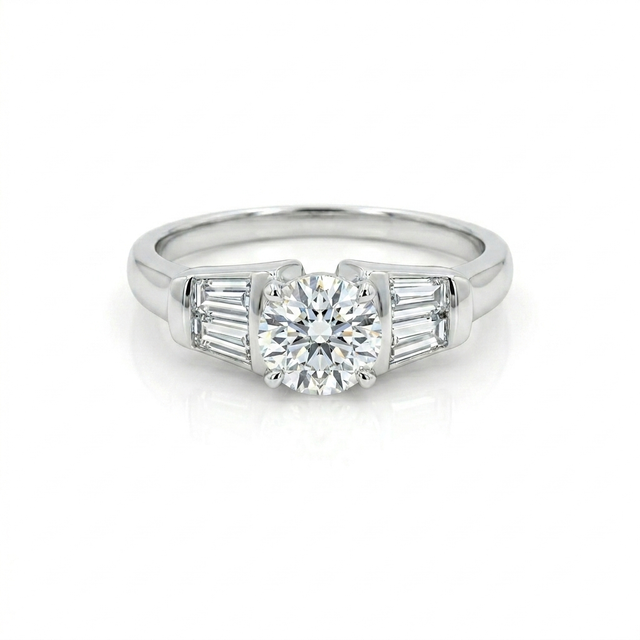 0.85 CT Lab Grown with Natural Diamonds Engagement Ring