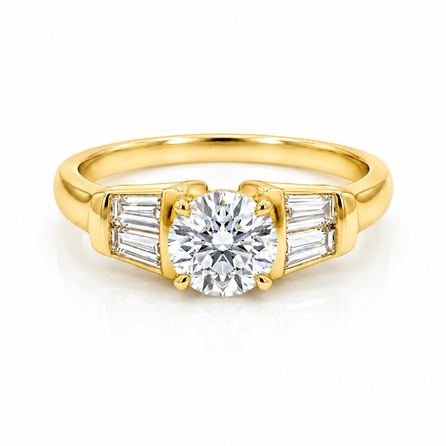 0.85 CT Lab Grown with Natural Diamonds Engagement Ring