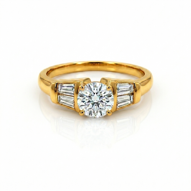 0.85 CT Lab Grown with Natural Diamonds Engagement Ring