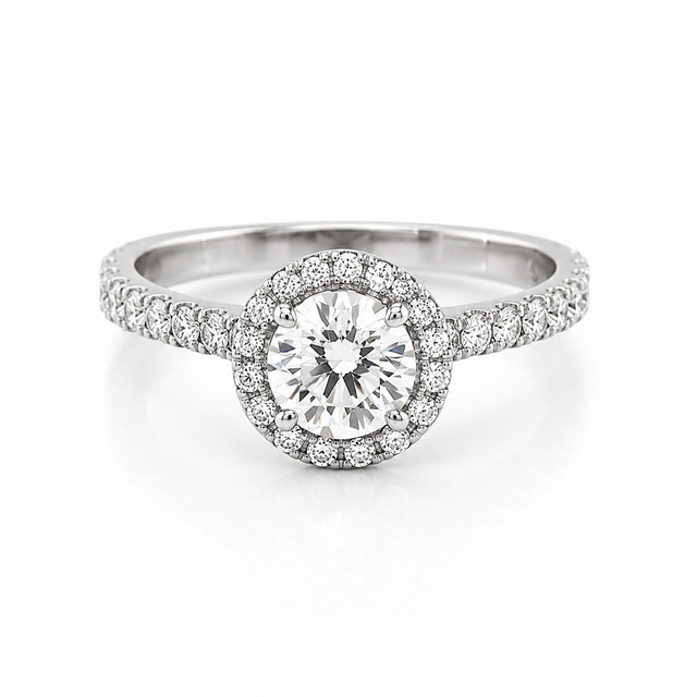 1.63 CT D-F/VVS2-VS2 Classic Halo Lab Grown Diamond Engagement Ring