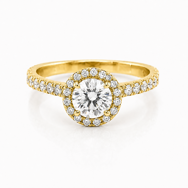 1.63 CT D-F/VVS2-VS2 Classic Halo Lab Grown Diamond Engagement Ring