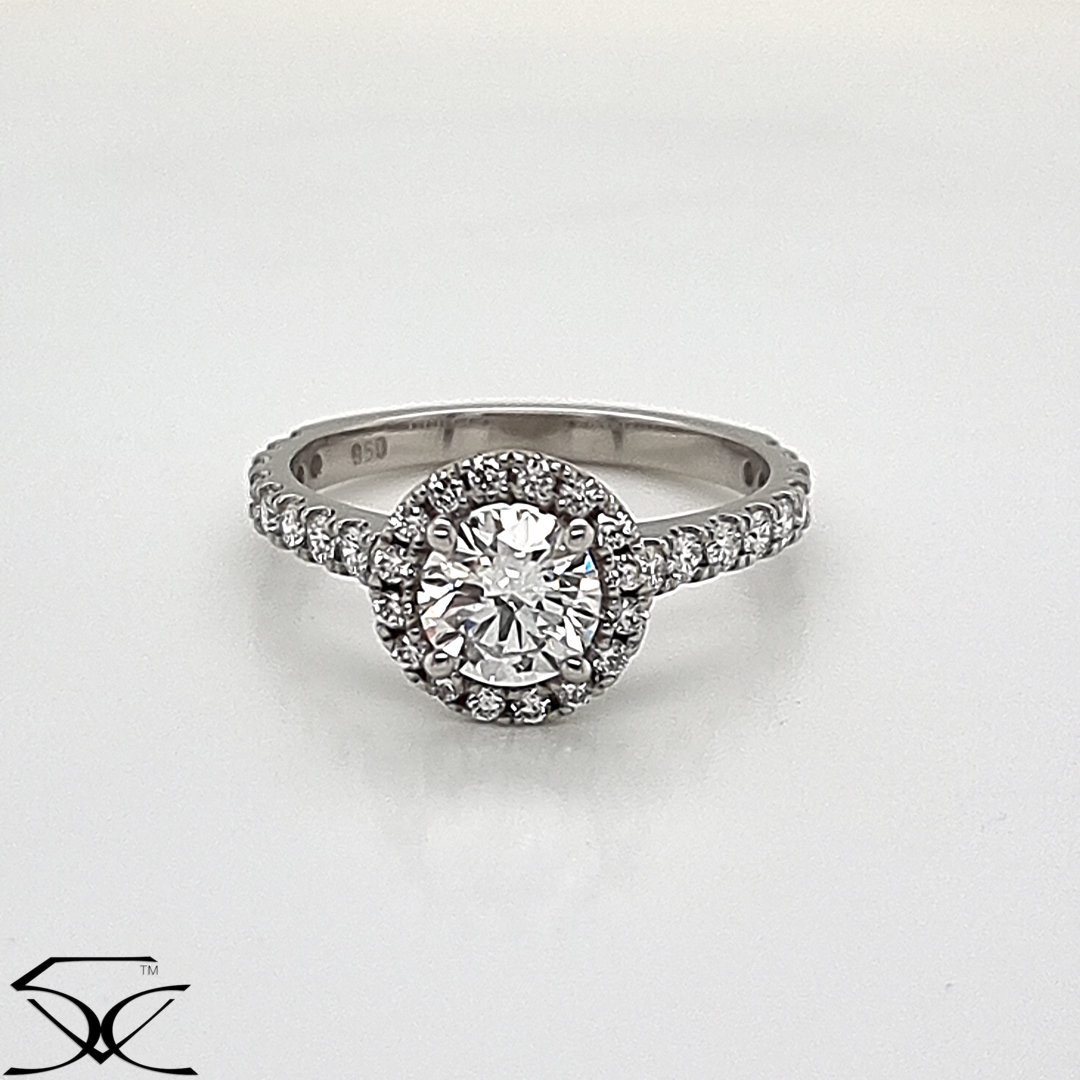 1.63 carat D-F / VVS2-VS2 Classic Halo LG Diamonds Engagement Ring Platinum PT950