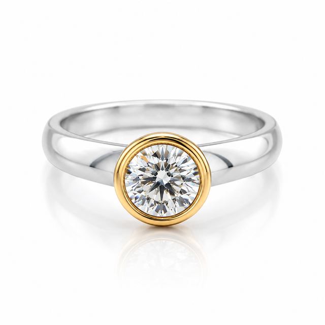 1.03 CT E/VS1 Full Bezel Set Lab Grown Diamond Engagement Ring