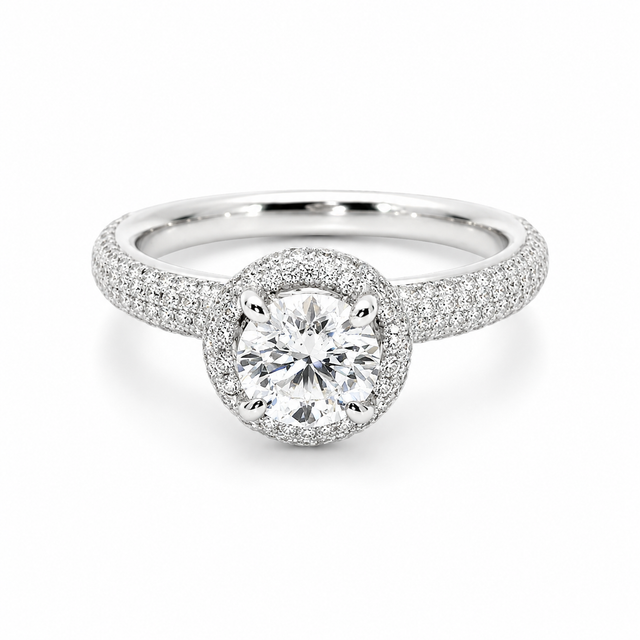 1.32 CT Lab Grown and Natural Diamond Halo Engagement Ring