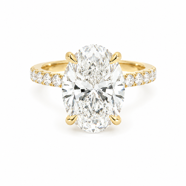 4.18 CT D-F/VS1 Lab Grown Diamond Engagement Ring Hidden Under Rail Set