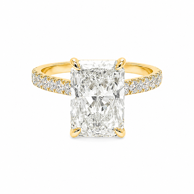4.28 CT E-F/VS1 Lab Grown Diamond Engagement Ring Under Rail Halo