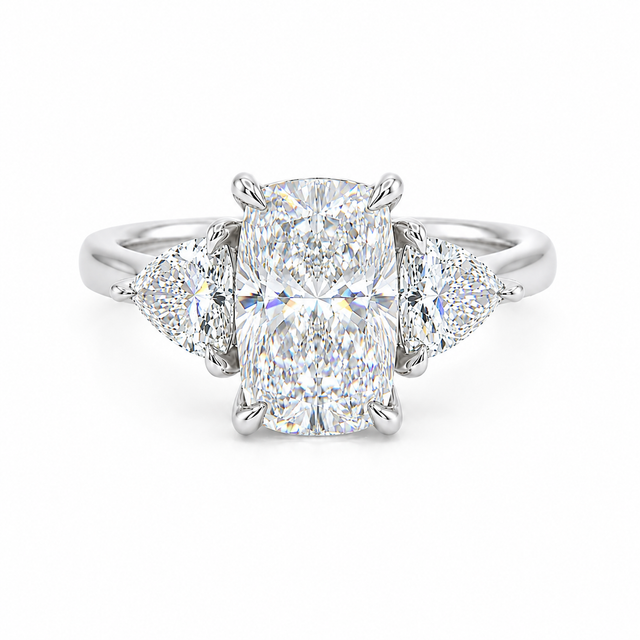 3.30 CT D-E/VVS2-VS1 Lab Grown Diamonds Three-Stone Engagement Ring