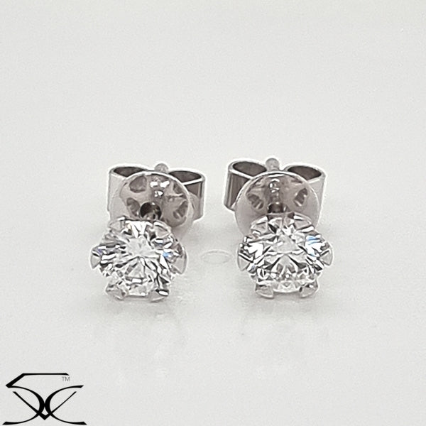 1.80 CT Lab Grown Diamond E/VS1 Excellent Cut Six Claw Set Stud Earring 18K White Gold