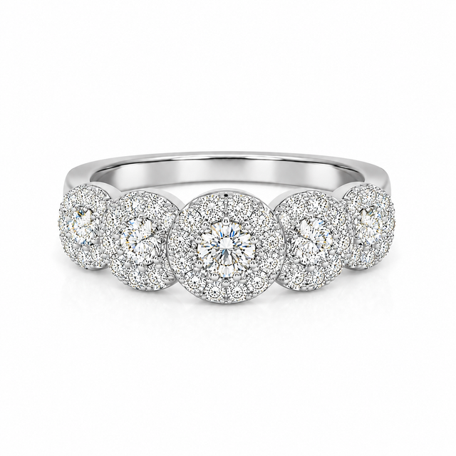 1.22 CT F-G/VS Natural Diamonds Illusion Set Five Circle Engagement Ring