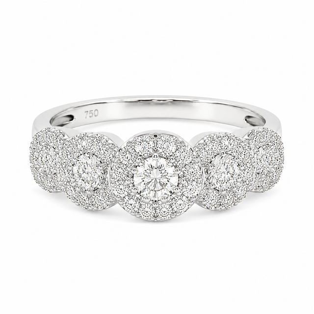 1.22 CT F-G/VS Natural Diamonds Illusion Set Five Circle Engagement Ring