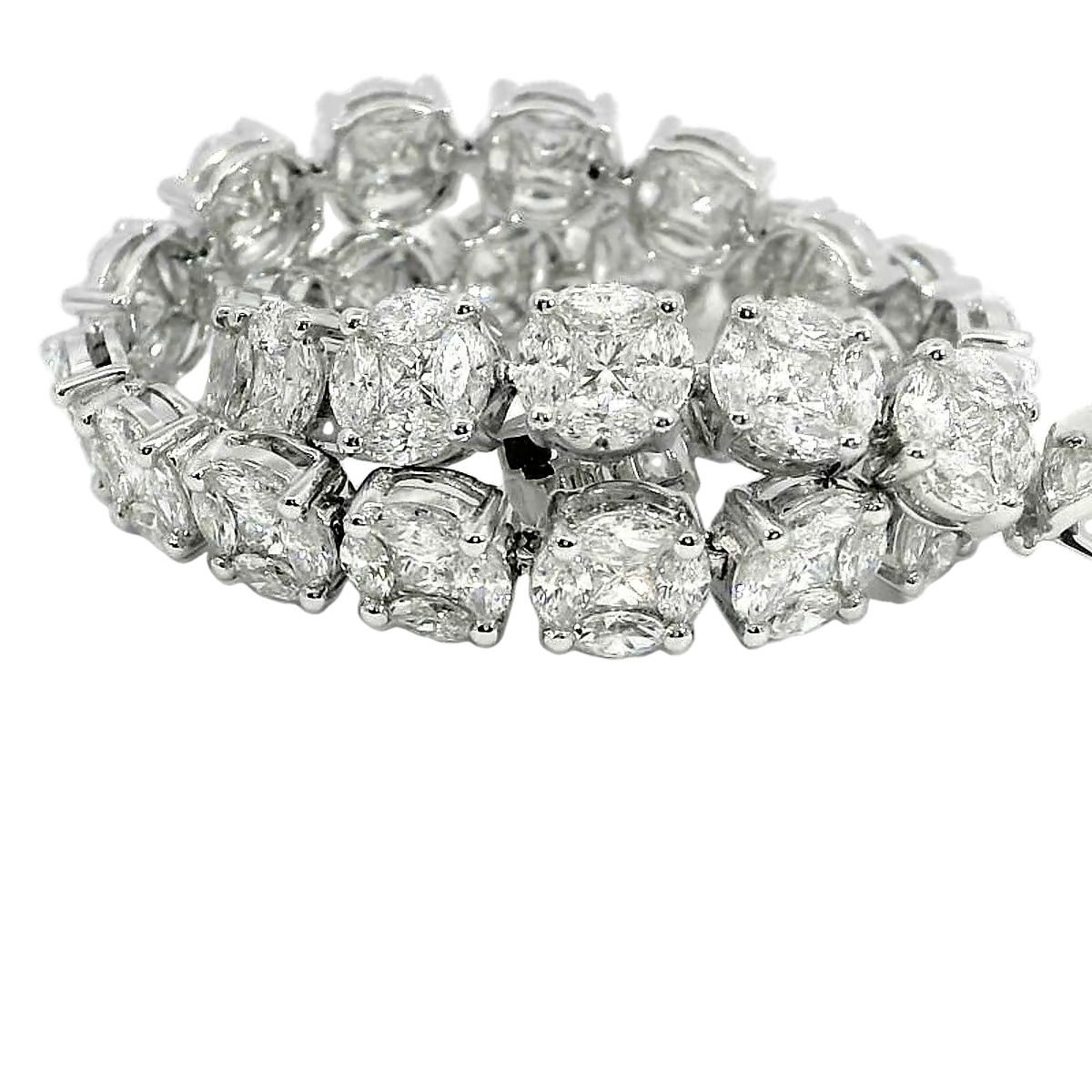 8.70 Carat F-G/VS Natural Diamond Illusion Set Tennis Bracelet 18K White Gold