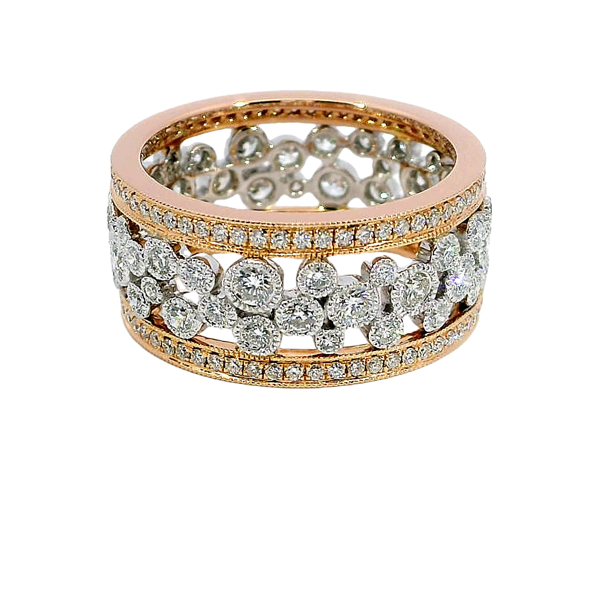1.58 CT F-G /VS Millgrain Natural Diamond Wedding/Eternity Ring 18K Gold