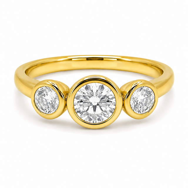 1.14 CT F/VS2-SI1 Natural Diamonds Three-Stone Engagement Ring
