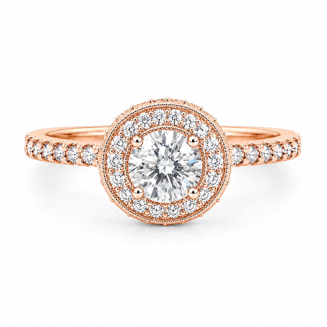 1.03 CT H-I/VS-SI1 Round Brilliant Cut Natural Diamonds Engagement Ring