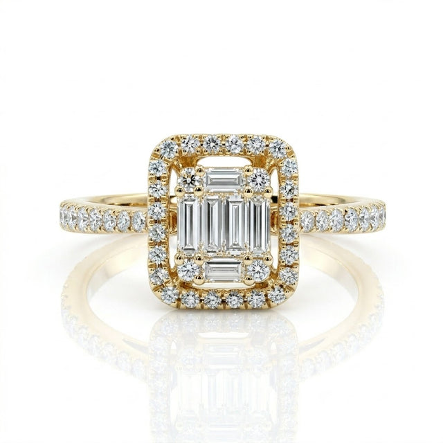 0.51 CT Natural Baguette Diamond Illusion Set Engagement Ring