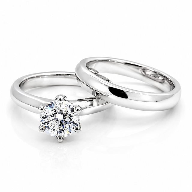1.40 CT E/VS1 Solitaire LG Diamond Tiffany's Engagement Ring & Wedding Band