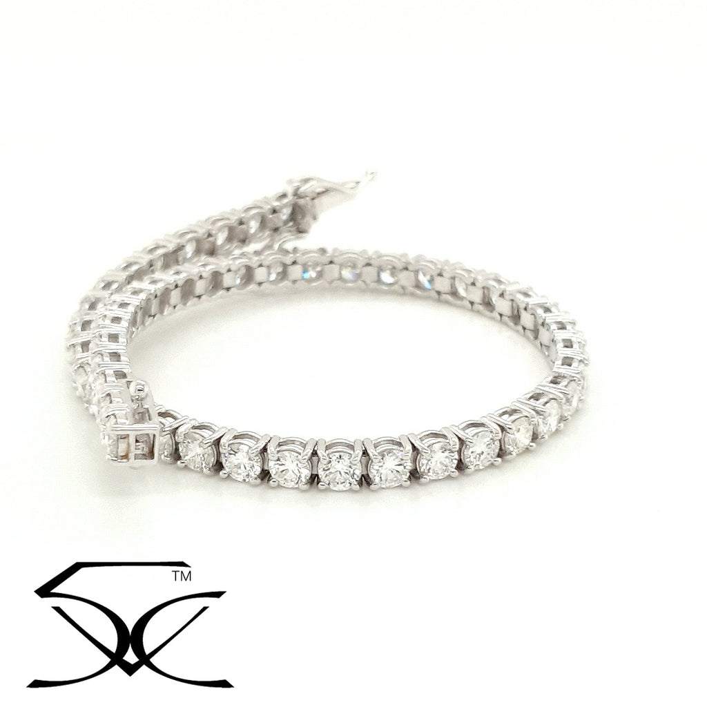 6.67 CT Round Brilliant Cut Natural Diamond Tennis Bracelet in Four Claw Setting