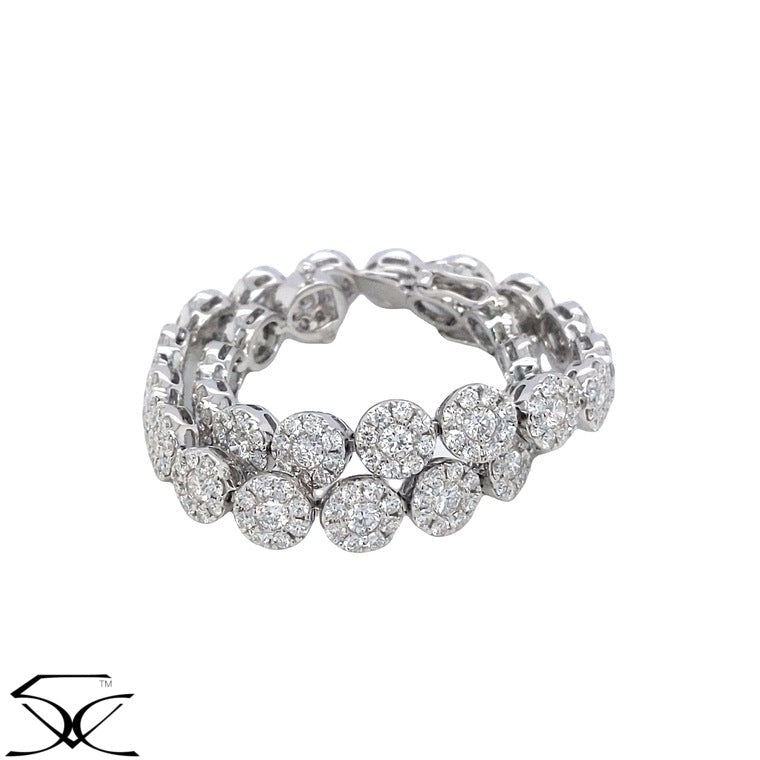 4 CT Round Brilliant in Illusion Setting with Cluster Natural Diamond Tennis Bracelet