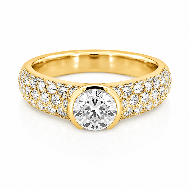 2.08 CT E-G/VVS-VS2 Lab Grown and Natural Diamonds Engagement Ring