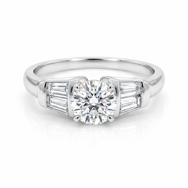 0.85 CT Lab Grown with Natural Diamonds Engagement Ring