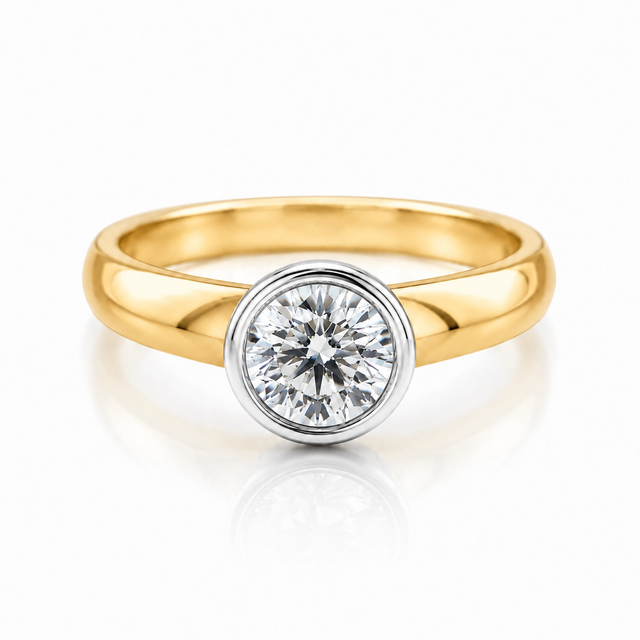 1.03 CT E/VS1 Full Bezel Set Lab Grown Diamond Engagement Ring