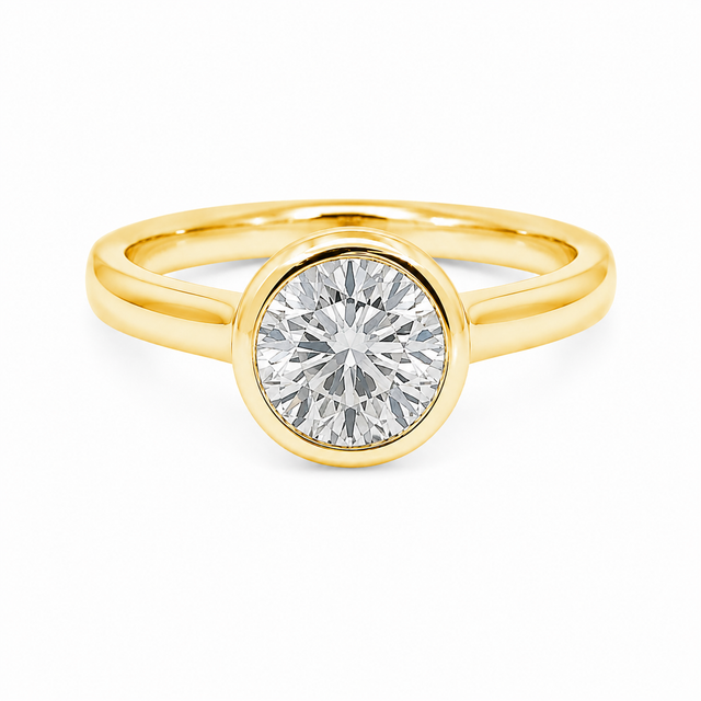 0.90 CT D/SI2 Solitaire Fine Bezel Set Natural Diamond Engagement Ring