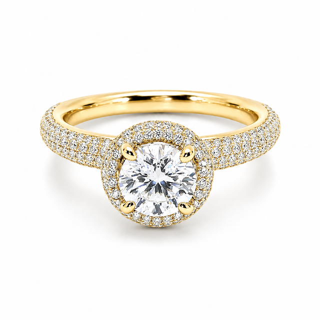 1.32 CT Lab Grown and Natural Diamond Halo Engagement Ring