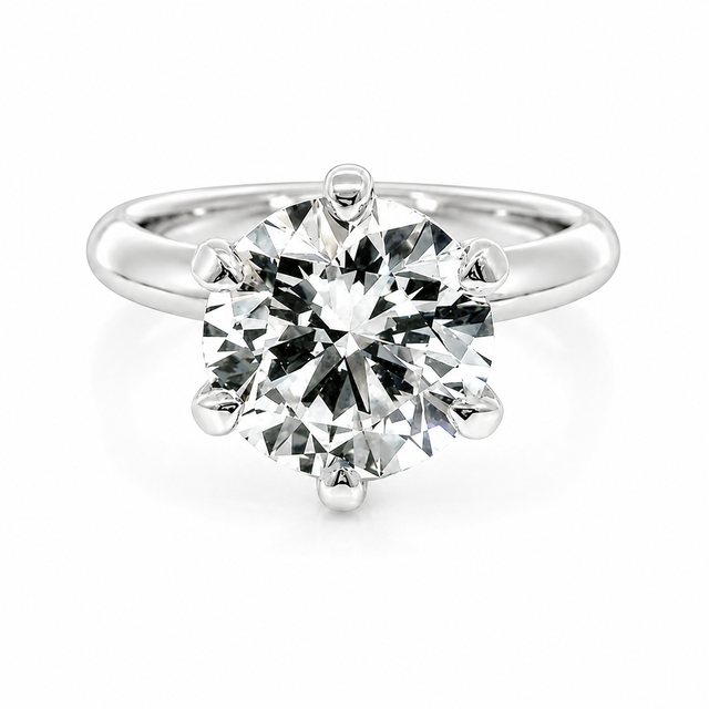 4.28 CT D/VS1 Solitaire Lab Grown Round Brilliant Cut Diamond Engagement Ring