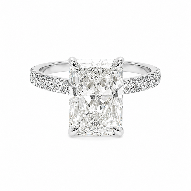 4.28 CT E-F/VS1 Lab Grown Diamond Engagement Ring Under Rail Halo