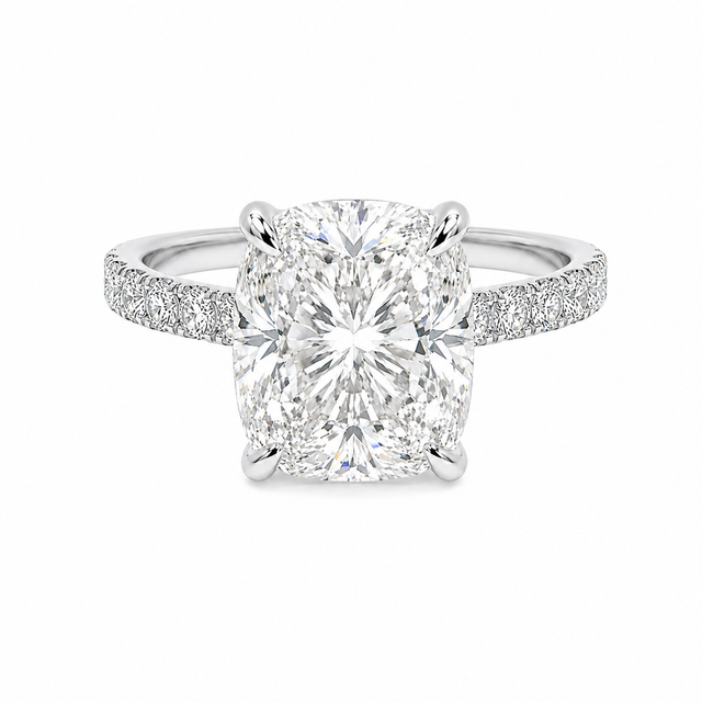 4.30 CT E/VS1 Lab Grown Diamond Engagement Ring with Under Rail Halo