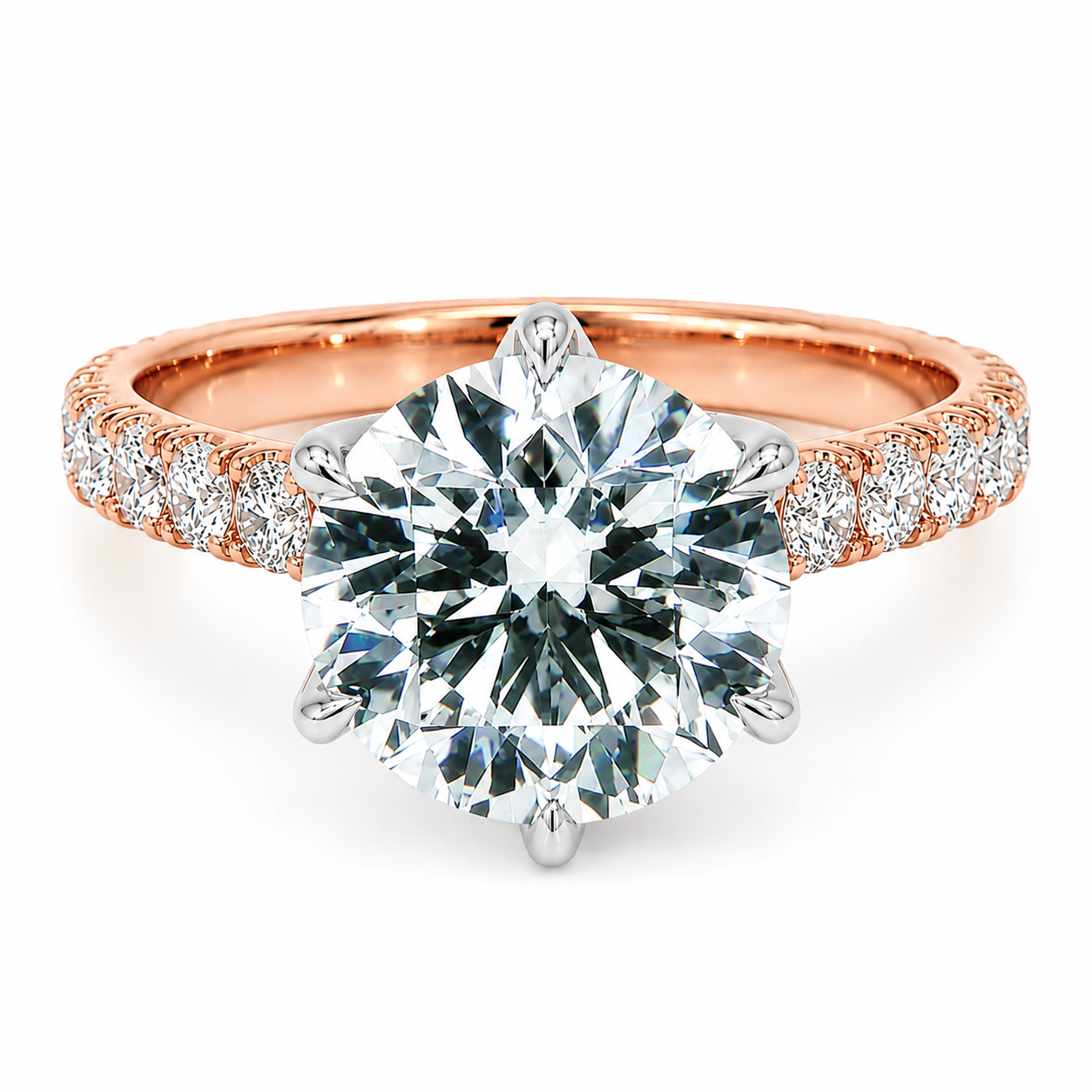 3.98 CT E-F/VVS-VS1 Solitaire Lab Grown Diamond Engagement Ring (Two-Tone)