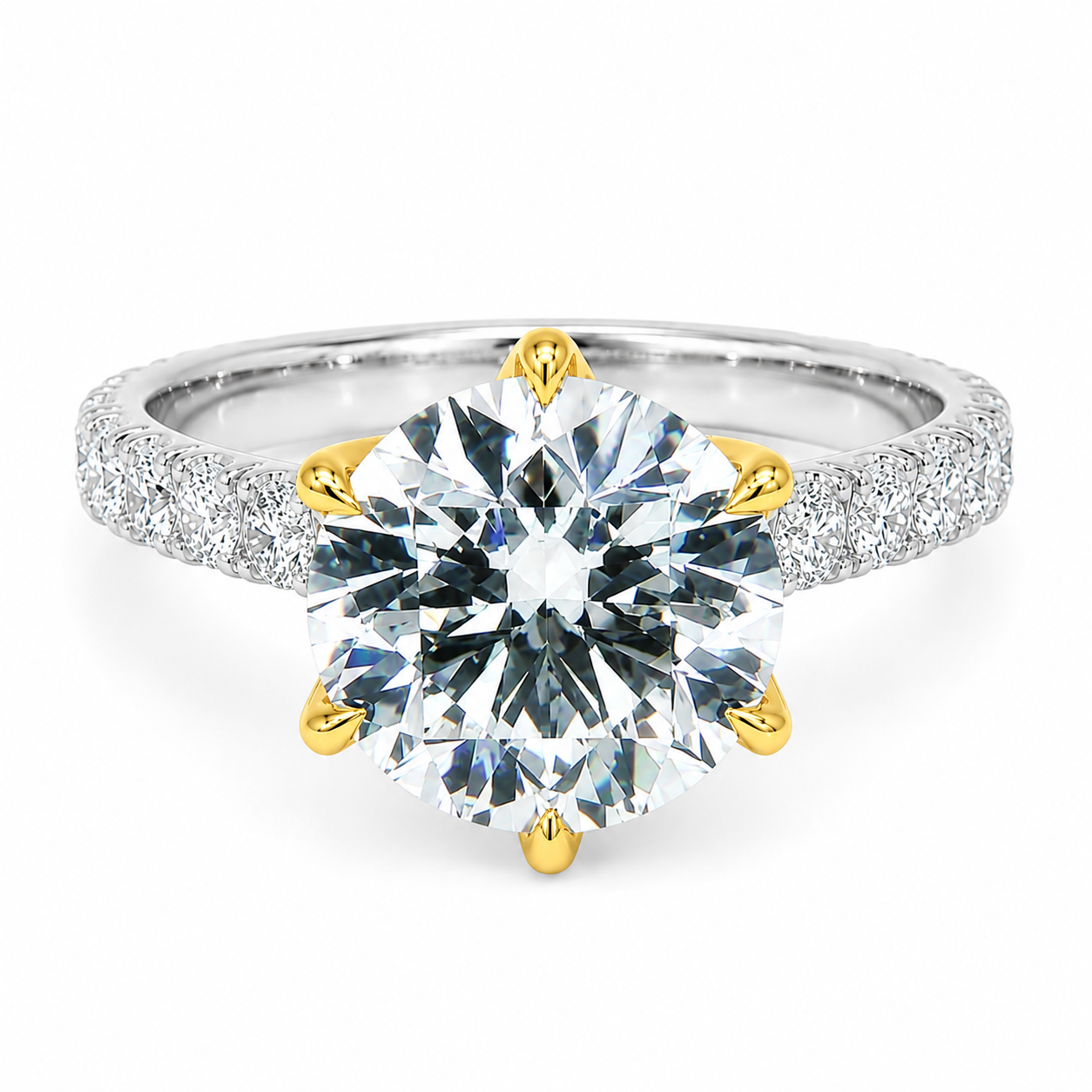 3.98 CT E-F/VVS-VS1 Solitaire Lab Grown Diamond Engagement Ring (Two-Tone)