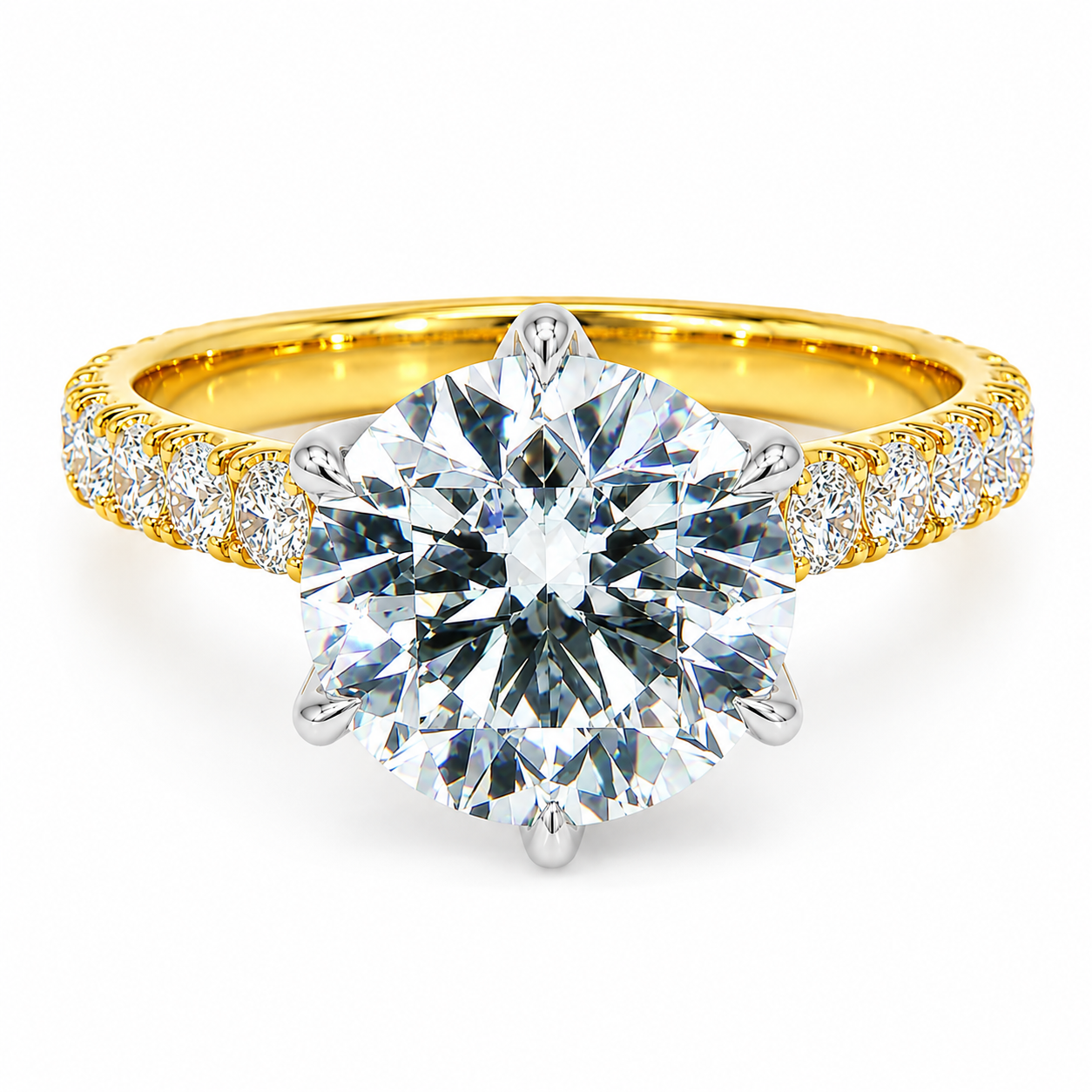 3.98 CT E-F/VVS-VS1 Solitaire Lab Grown Diamond Engagement Ring (Two-Tone)