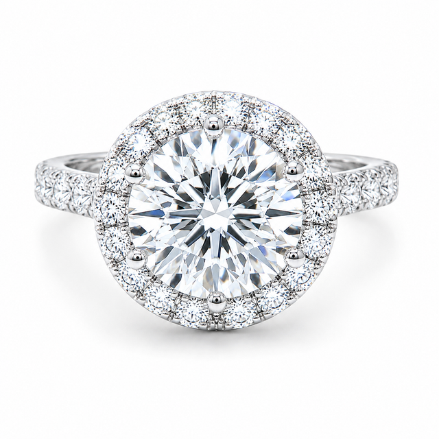 4.02 CT D-F/VVS-VS2 Lab Grown Diamond Halo Engagement Ring