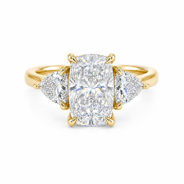 3.30 CT D-E/VVS2-VS1 Lab Grown Diamonds Three-Stone Engagement Ring