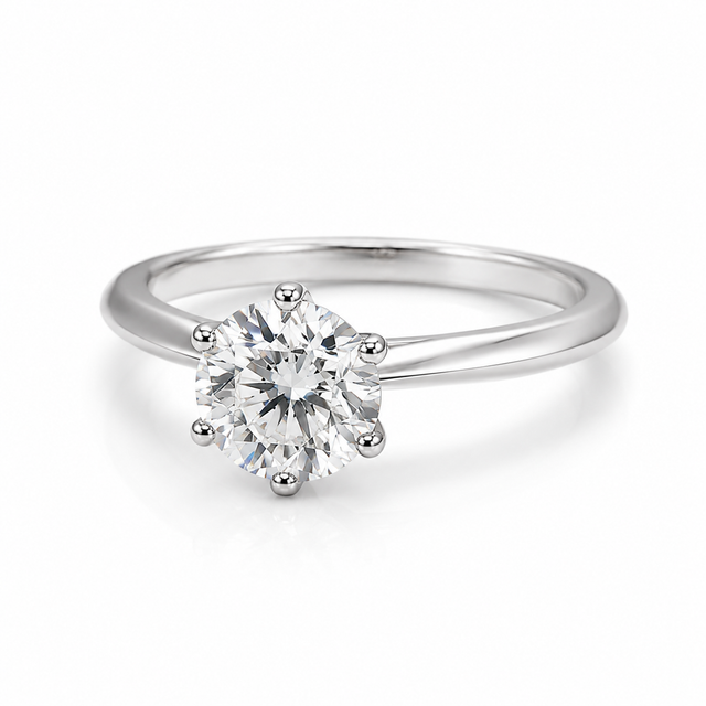 1.03 CT D/VVS2 Solitaire Round Brilliant Lab Grown Diamond Engagement Ring
