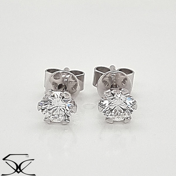 1.78 CT Lab Grown Diamond D-E/VVS2-VS2 Excellent Cut Six Claw Set Stud Earring 18K White Gold