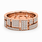 1.23 CT E-F/VS1 Geometric Pave' Set Lab Grown Diamonds His & Her Band Ring