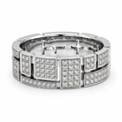 1.23 CT E-F/VS1 Geometric Pave' Set Lab Grown Diamonds His & Her Band Ring