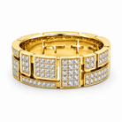 1.23 CT E-F/VS1 Geometric Pave' Set Lab Grown Diamonds His & Her Band Ring