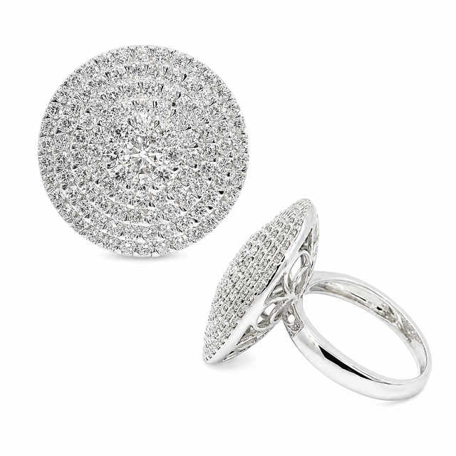2.43 CT F-G/VS Five-Halo Brilliant Cut Natural Diamond Ring