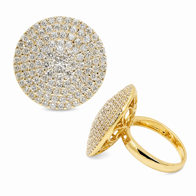 2.43 CT F-G/VS Five-Halo Brilliant Cut Natural Diamond Ring