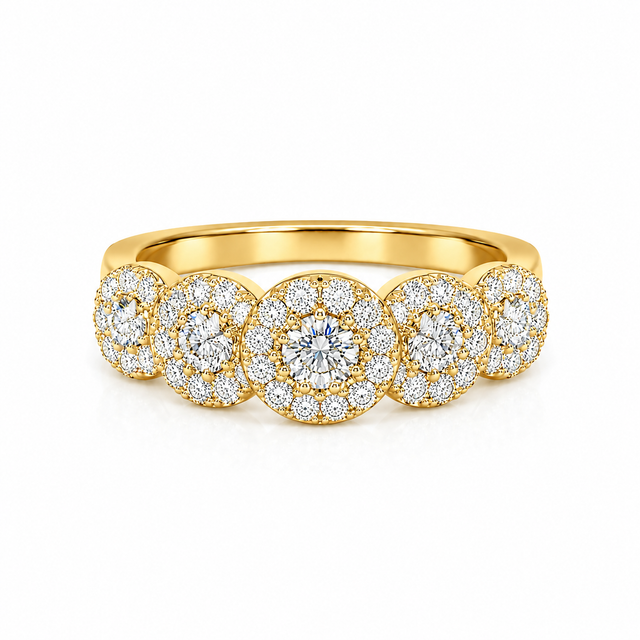 1.22 CT F-G/VS Natural Diamonds Illusion Set Five Circle Engagement Ring