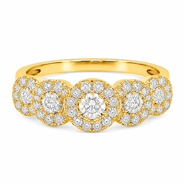 1.22 CT F-G/VS Natural Diamonds Illusion Set Five Circle Engagement Ring