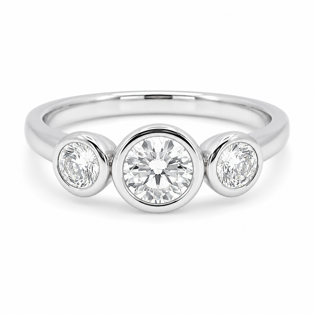 1.14 CT F/VS2-SI1 Natural Diamonds Three-Stone Engagement Ring