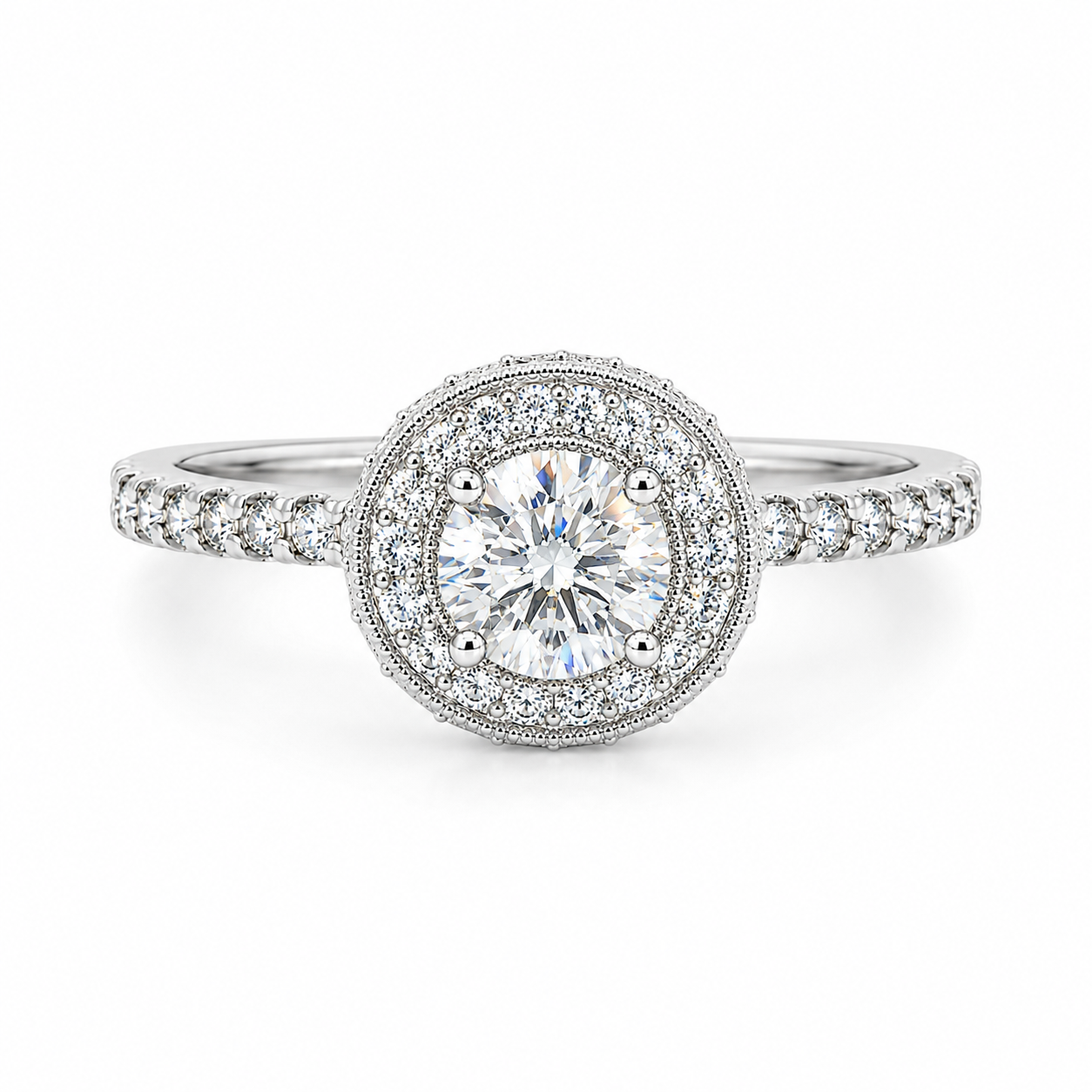 1.03 CT H-I/VS-SI1 Round Brilliant Cut Natural Diamonds Engagement Ring
