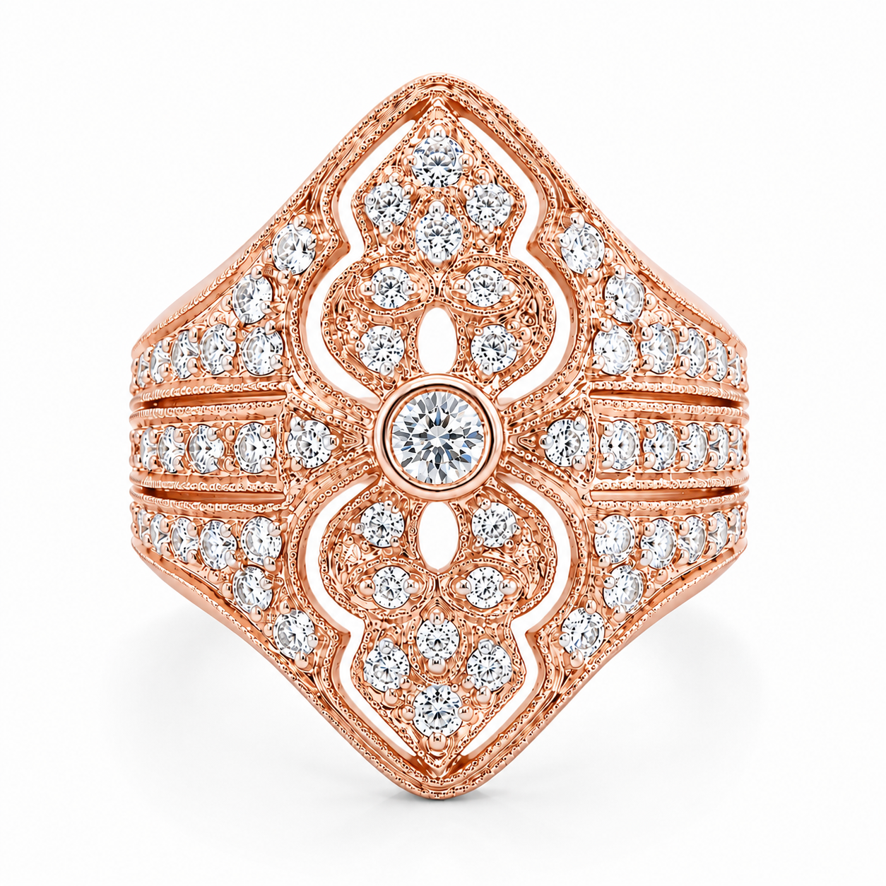 0.71 CT G-H/VS-SI1 Round Brilliant Cut Natural Diamonds Dress Ring